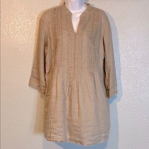 Women's Beige Pintuck Tunic Top